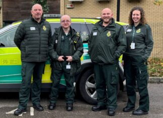 Nurse-led mental health ambulance launched in Wales Left to right: Specialist clinical lead for mental health Simon Amphlett, emergency medical technician Nigel Williams, senior mental health nurse Dave Fleming and senior mental health nurse Emma Powderhill