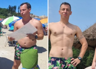Man Shares What 10 Months of CrossFit and Healthy Eating Looks Like Same trunks