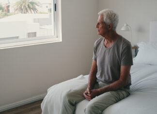 Seniors deserve support to live their best lives Thinking, bed and senior man with retirement, sad and anxiety with depression, home and memory with Alzheimer. Old person, pensioner or elderly guy with stress, bedroom or remember with mental health